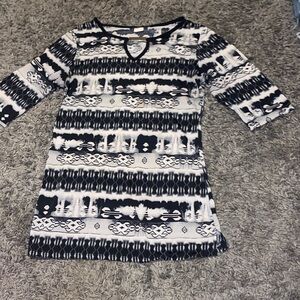 Chic Black and White Patterned Kids Casual Dress